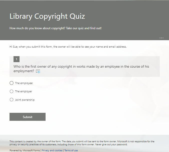 Library Copyright Quiz